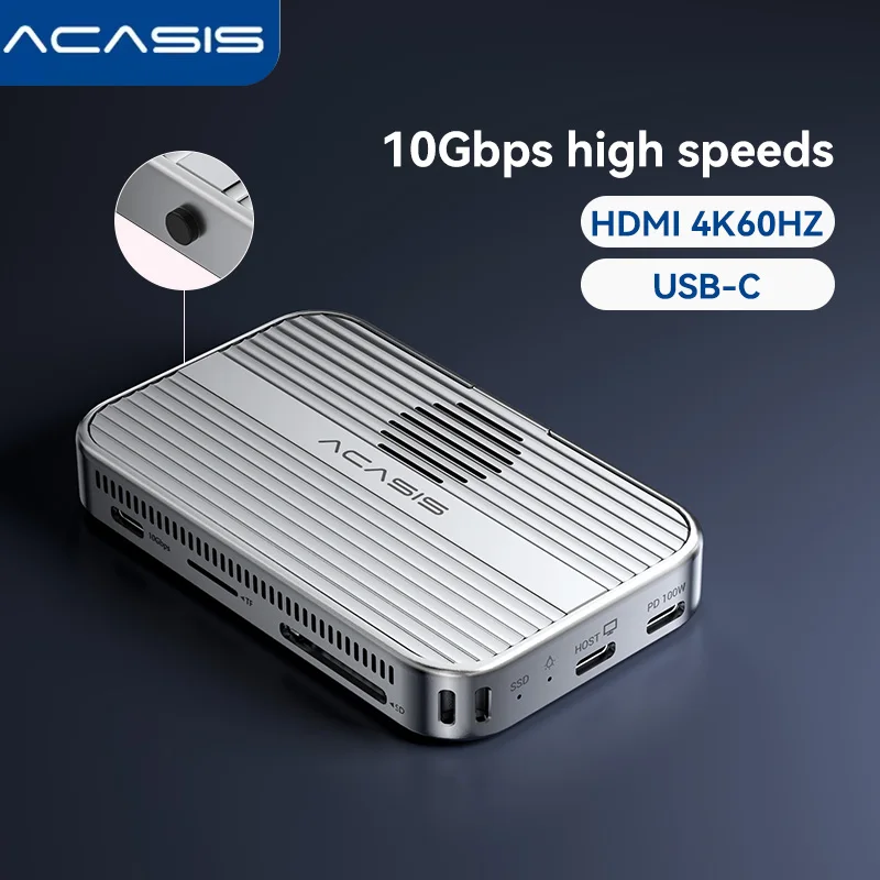 Acasis USB-C SSD エンクロージャ iPhone 17/17 Pro|M.2 NVMe 外部ストレージ Mac/Windows ラップトップ用、10Gbps 転送磁気適応