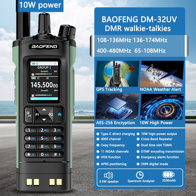 新しい BAOFENG DM32 トランシーバー DMR GPS 10 ワットプログラミングマルチバンドワイヤレスコピー周波数 Type-C UV32 ハム 2 ウェイ Ra