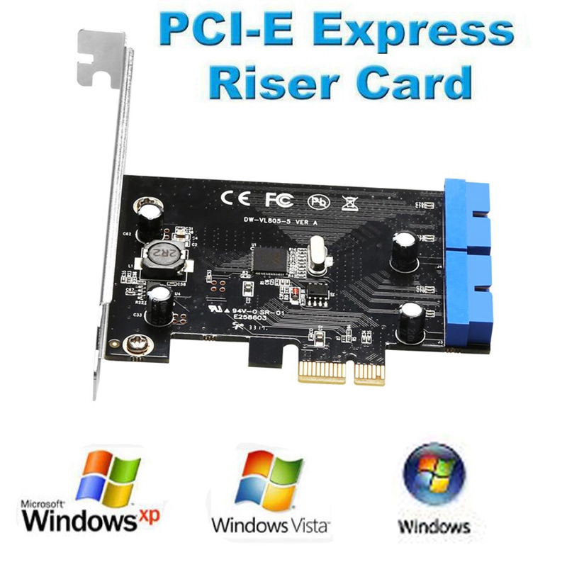 スーパースピード PCIe - 2ポート 19ピン USB 3.0 ライザーカード PCI-e - デュアル内部 20ピン PCI Express カード変換アダプタ（コンピュータ用）