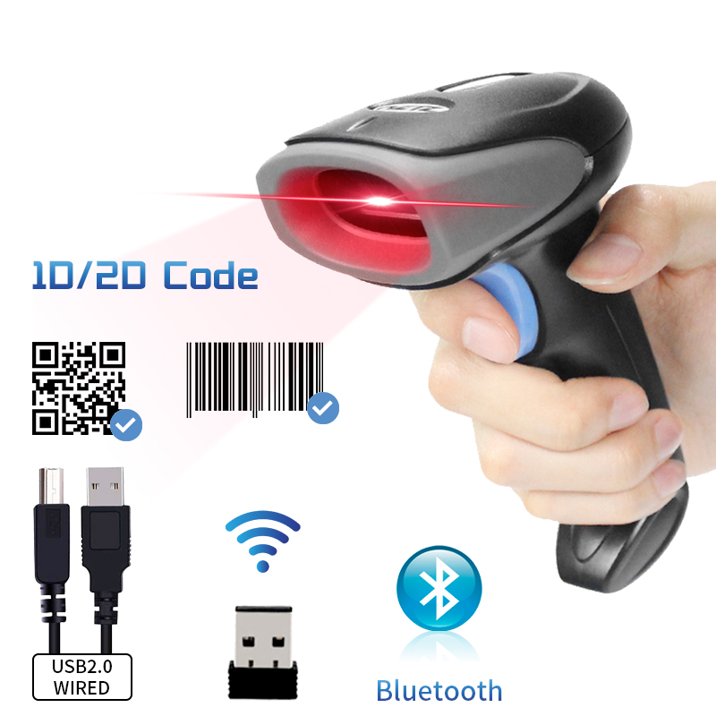 HZ-2019QB-2D Bluetooth 2D バーコード リーダーおよび 2019Q QR 2.4G ワイヤレス有線ハンドヘルド バーコード スキャナ USB サポート携帯電話 iPad