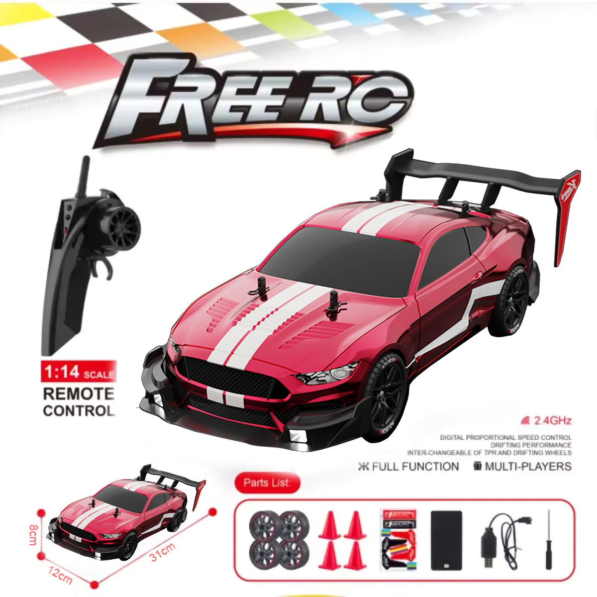 RTR マスタング 2.4 グラムドリフトカー 1:14 4WD 電動リモートコントロールカー高速レーシングカー RC レーシングカーのおもちゃ子供のため