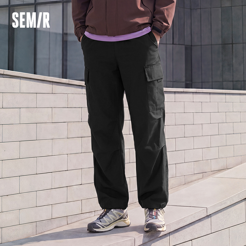 Semir 男性パンツルーズストレート屋外貨物膝プリーツ巾着ウエストユーティリティカジュアル秋のズボン日常着 2026