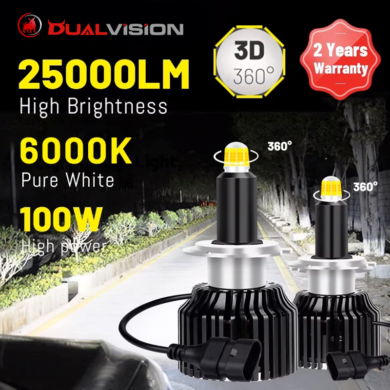 Dualvision H7 LED ヘッドライト 25000LM 360 度 54 個 CSP LED 9012 HIR2 H1 H11 H8 H9 9005 9006 HB3 HB4 100 ワット STG ロービームレンズ用
