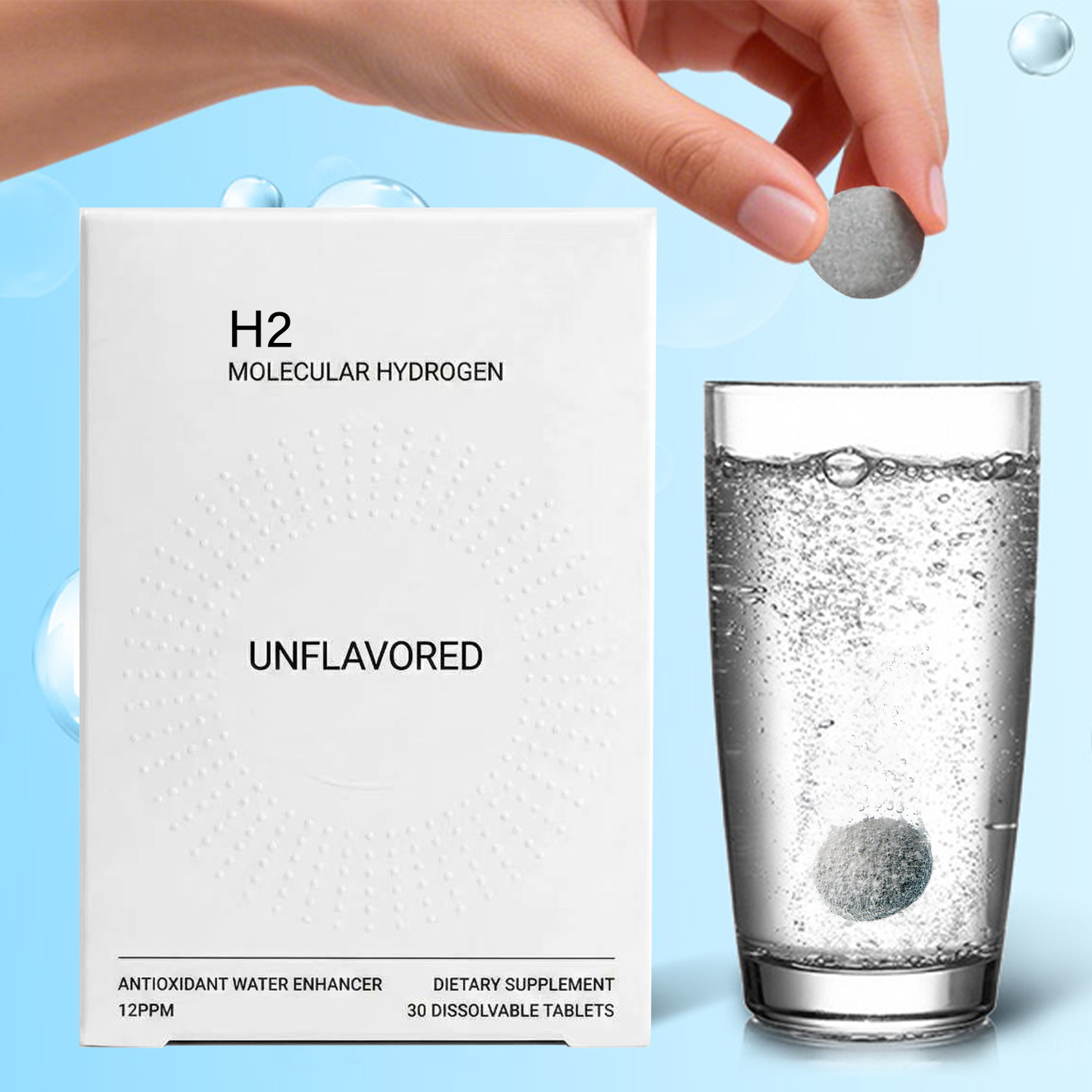 マグネシウムを含むH2水素飲料水タブレット - 抗酸化物質が豊富で、細胞の健康と回復をサポートします