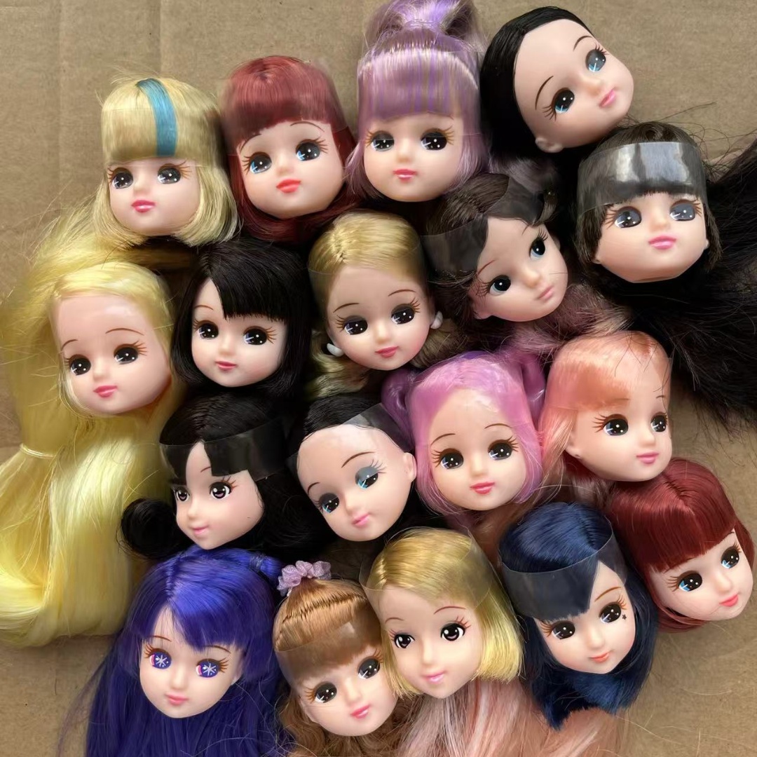 リカちゃんボボヘア人形ヘッド DIY 人形装飾フィギュアリカちゃんジェニーフレンズ人形ヘッドパーツ女の子集団ギフトおもちゃ