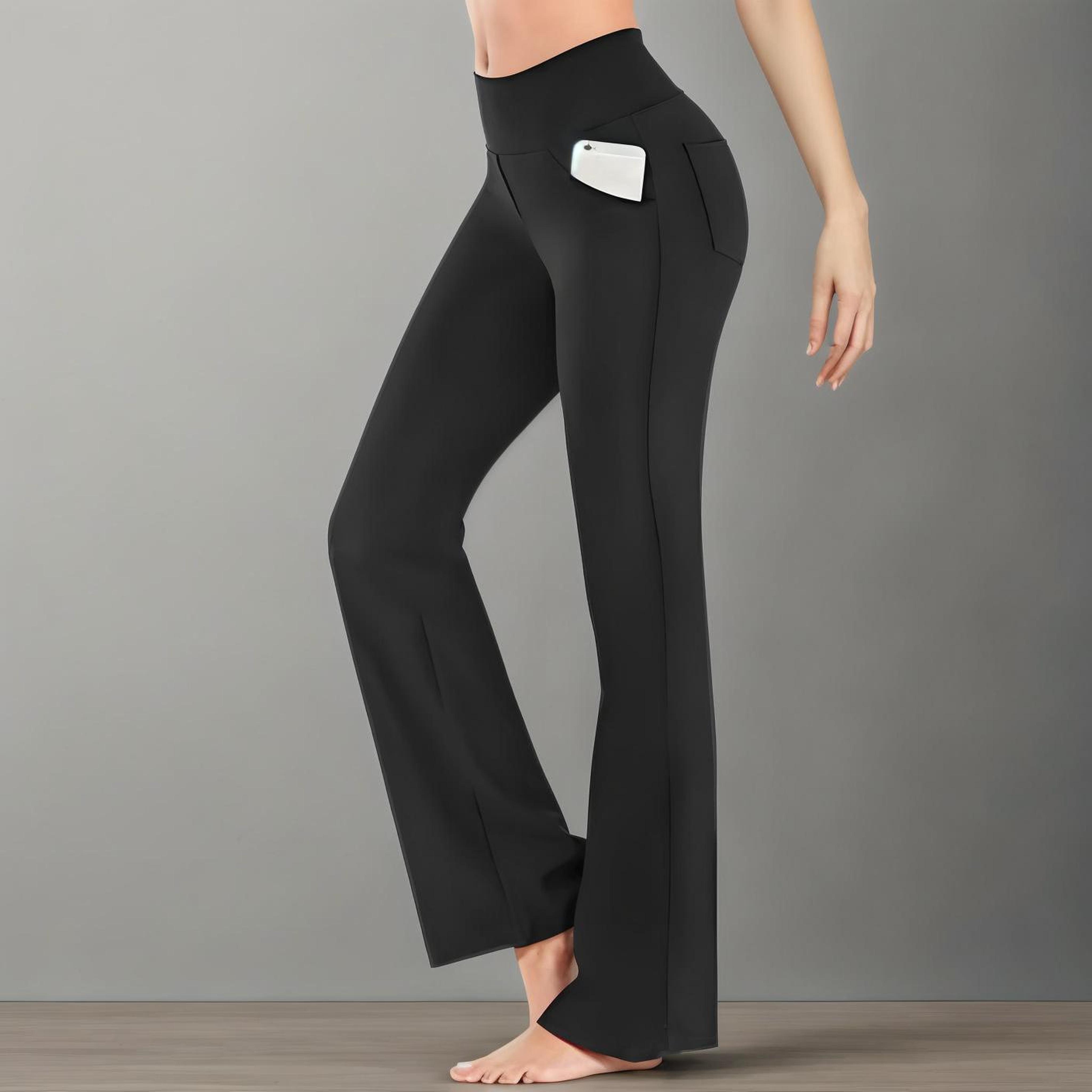 2025 レディース ハイウエスト ヨガパンツ 4 ウェイ ストレッチ ワークアウト パンツ ポケット付き、おなかコントロール ジムからオフィスまで ブラック レギンス S-3XL