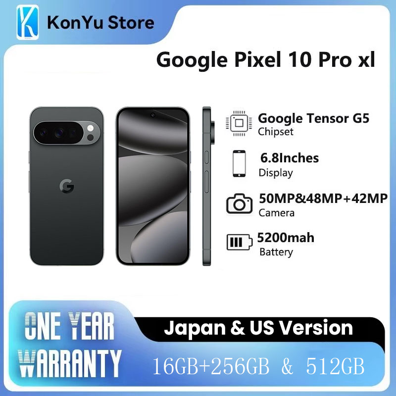 新オリジナル Google ピクセル 10 プロ XL 5 グラムスマートフォントリプルリアカメラシステム Tensor G5 4870 mAh バッテリー 6.8 "スーパー Actua ディスプレイ