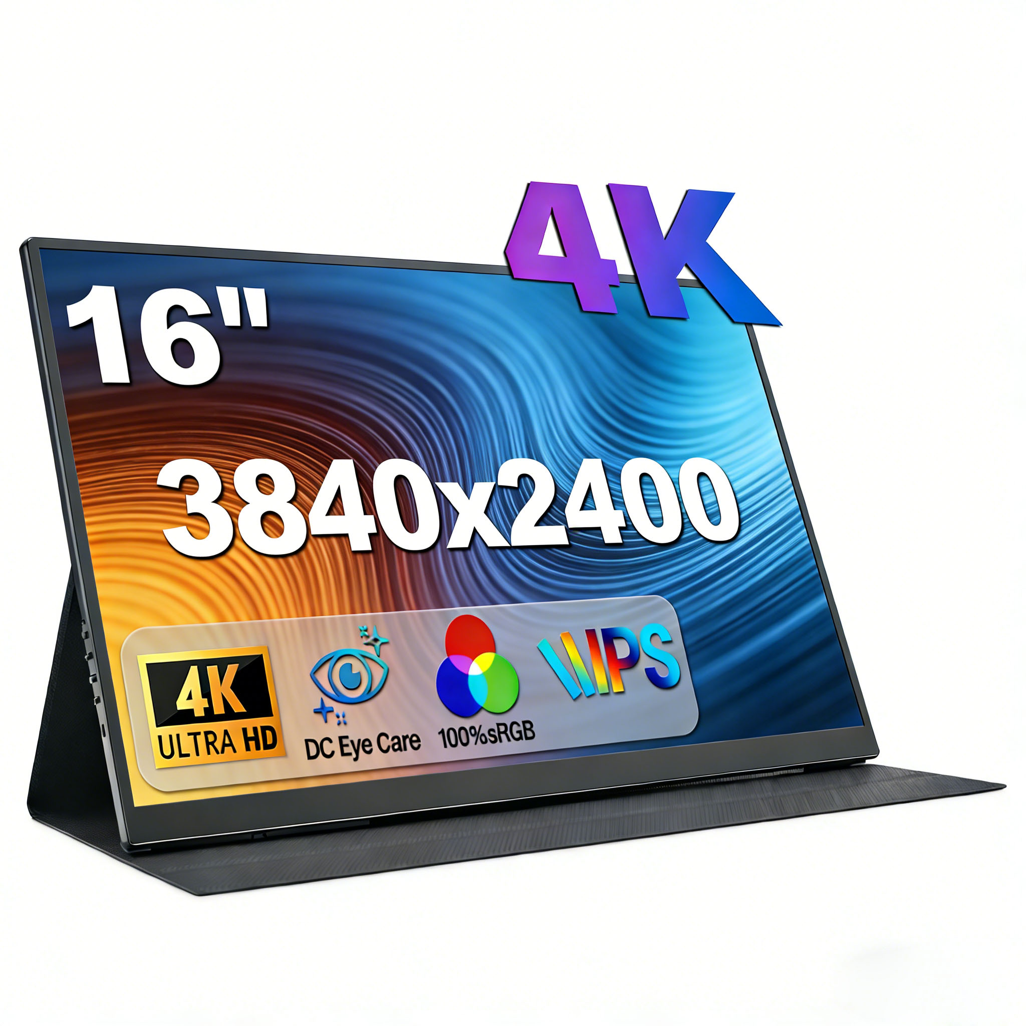 16インチ 4K ポータブルモニター 3840x2400 16:10 UHD 1500:1 コントラスト 100% DCI-P3 、ラップトップ PC 電話 PS5 ゲーム用の外部セカンドスクリーン