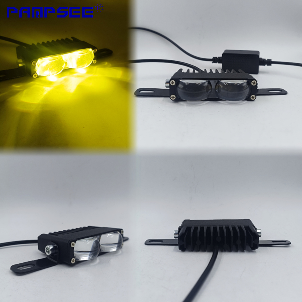 2 個の高輝度車グリルライト黄白デュアルカラー LED スポットライト超薄型オートバイスポットライト 9V-24V 3000K 6000K
