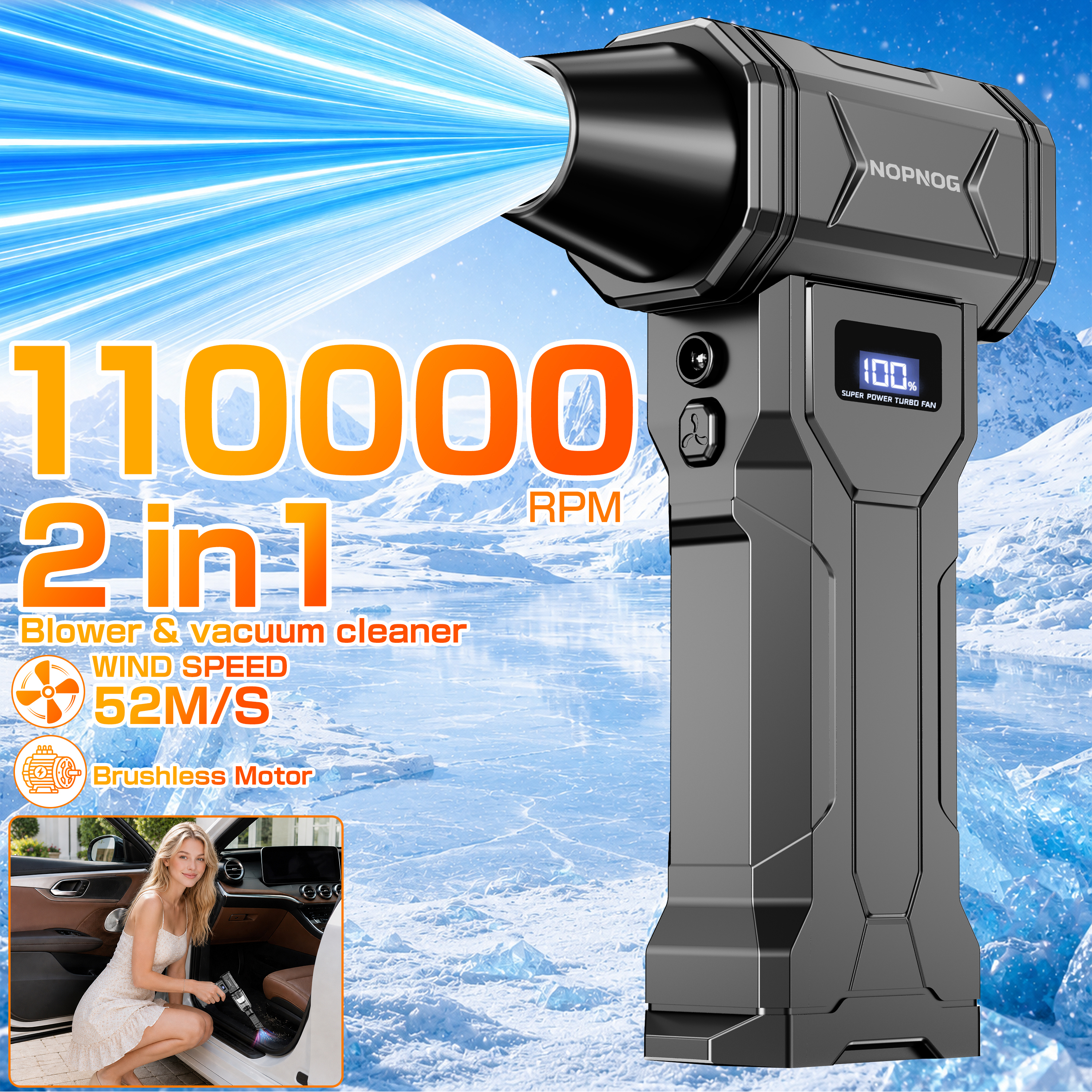 ブロワー車掃除機自動集塵機暴力ジェットファンクリーニングブローツールターボファンブローと吸引 2 in 1 ポータブル
