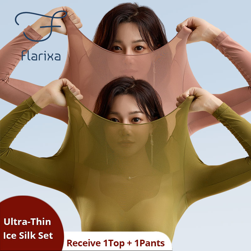 Flarixa シームレスサーマル下着セット女性第一層サーマルトップロングジョンズ 2 個スーツ冬サーモ服女性薄型