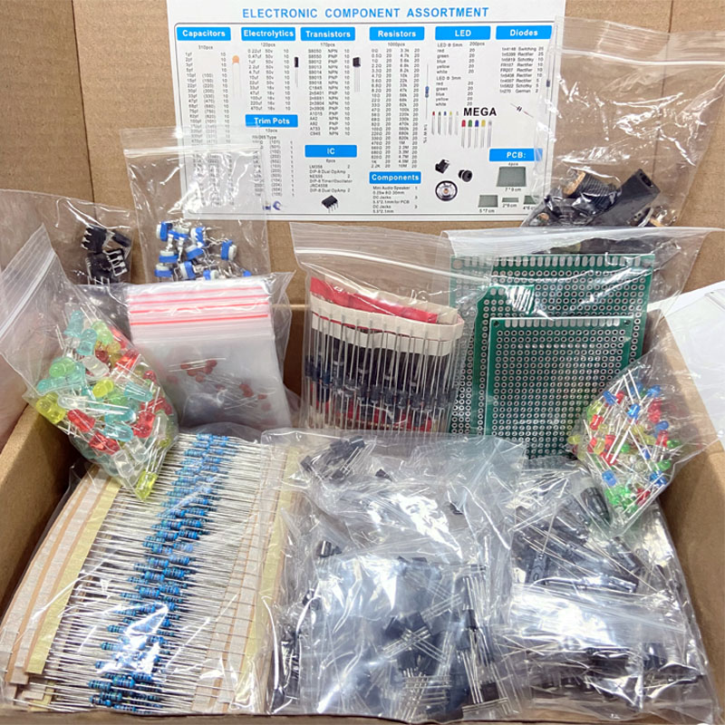 1818 個共通コンデンサ抵抗コンデンサ T0-92 LED トランジスタ PCB ボード DIP-IC RM065 ダイオード電子部品キット