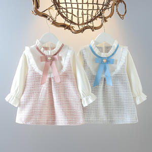 D3 子供服、女の子用ワンピース、シャネル風プリンセスワンピース、ベビー用ツーピースワンピース