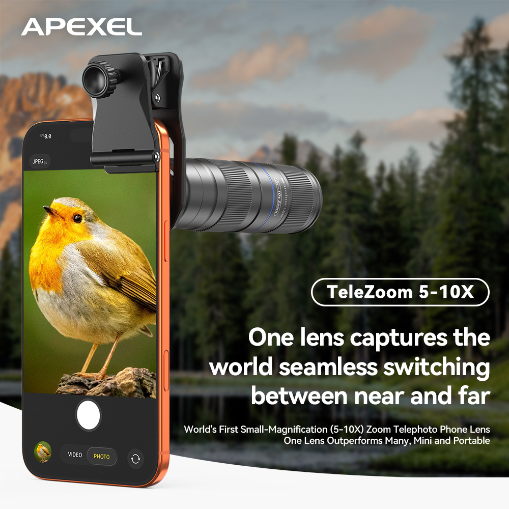 APEXEL 5-10X 望遠ズームレンズ携帯電話用ポータブル高解像度カメラレンズ iPhone と Android スマートフォン 2026