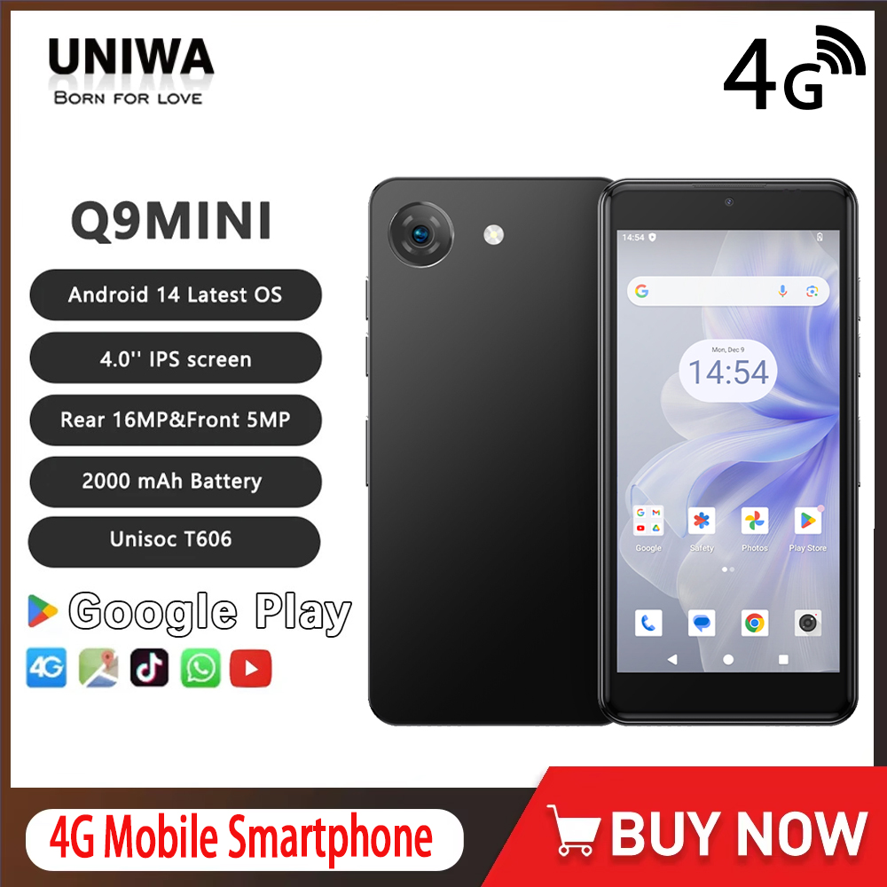 UNIWA 4 グラム Phonemax Q9 ミニ電話 4.0 インチ IPS タッチスクリーン小型携帯電話アンドロイド 14 小型スマートモバイル顔 ID 2000 mAh バッテリー