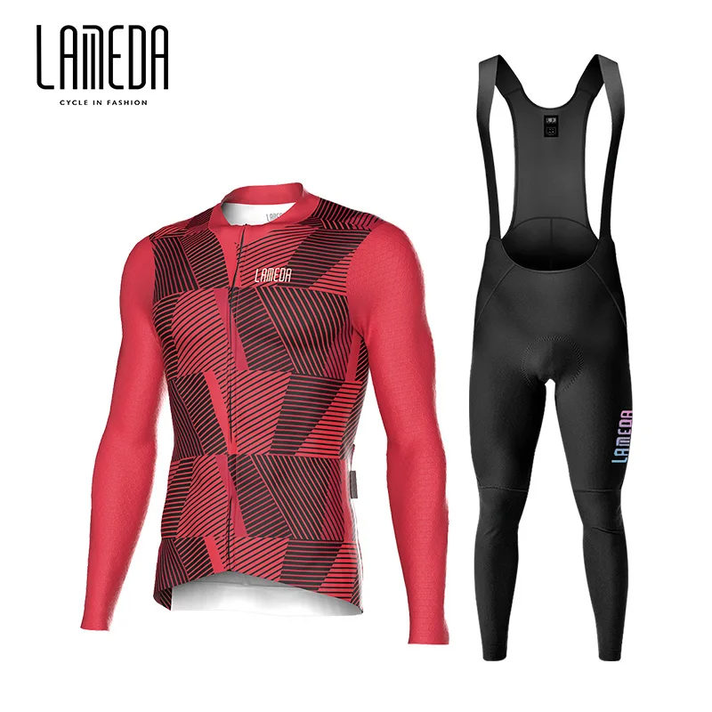LAMEDA 新サイクリングジャージセット男性プロバイク長袖服春夏自転車トップスーツ MTB ロードアパレル