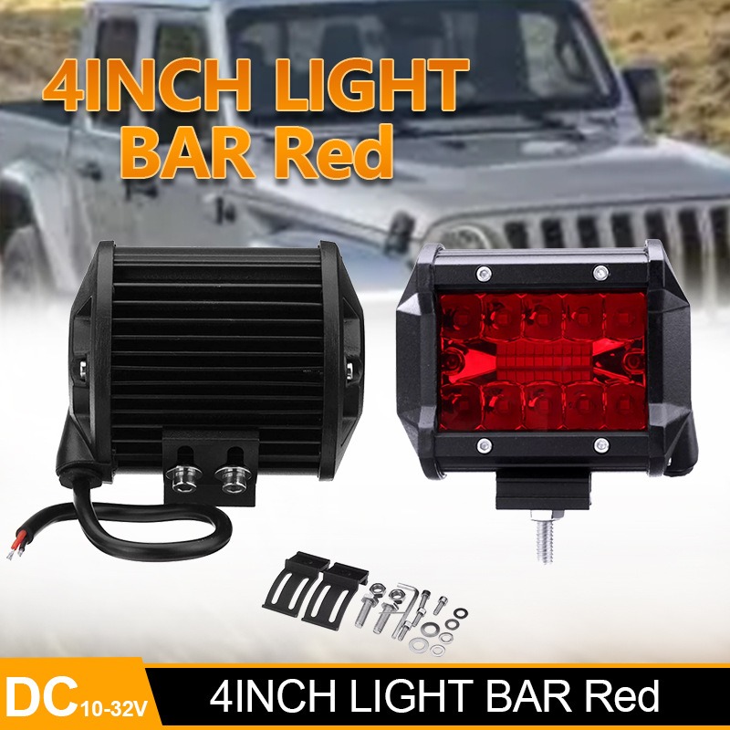 LED ヘッドライトレッドフォグランプ SUV ATV オフロード Vehicl 4 インチ Led ワークライトバー 9-32V 60 ワットスポットライト 4x4 オフロード防水