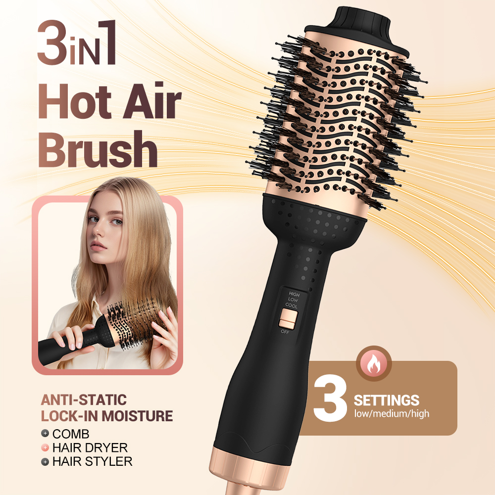熱風ブラシヘアカーラーストレートナー電気ヘアブラシホットコームプロフェッショナルヘアアイロン加熱抗熱傷サーマルブラシ