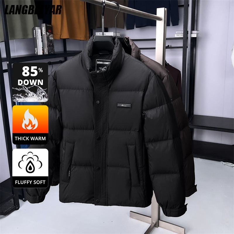 ハイエンド冬の新ブランドカジュアルファッション暖かい 85% ダックダウン充填メンズジャケットデザイナーフェザーウインドブレーカーフグコート