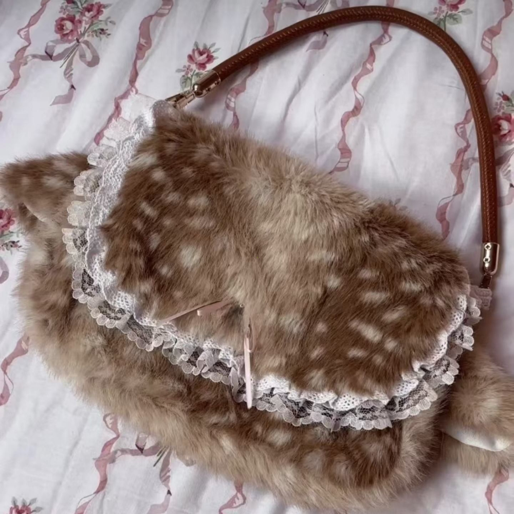 かわいいぬいぐるみ鹿スポット柄ハンドバッグインかわいい通勤バッグ女性の Faionable 多用途 oulder バッグ秋冬新到着