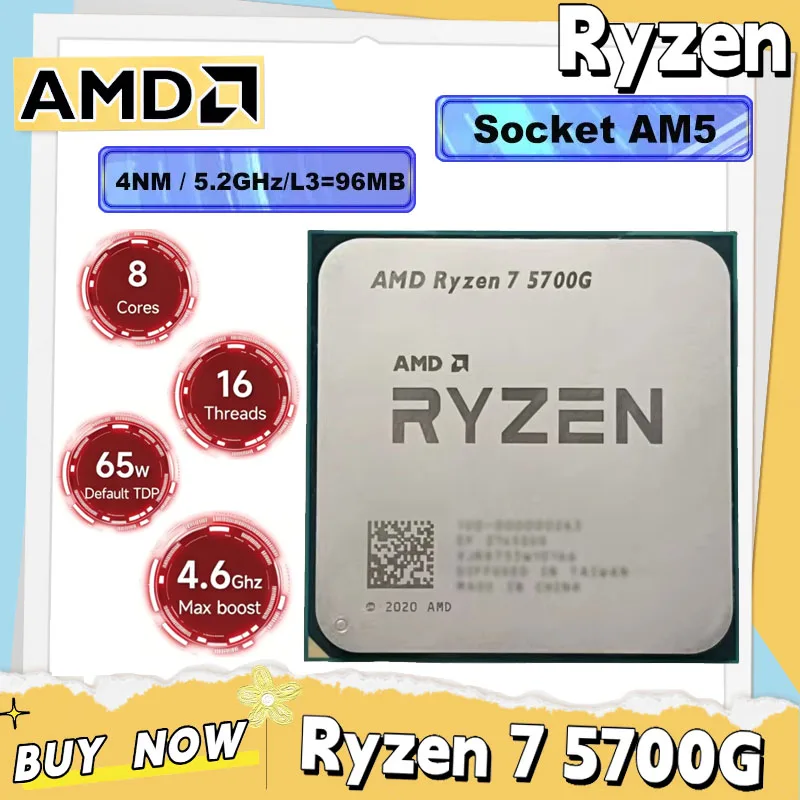 AMD Ryzen 7 5700G 新しい AMD R7 5700G CPU 4.6GHz 8 コア 16 スレッド 16MB L3 キャッシュ ソケット AM4 プロセッサ (パッケージなし)