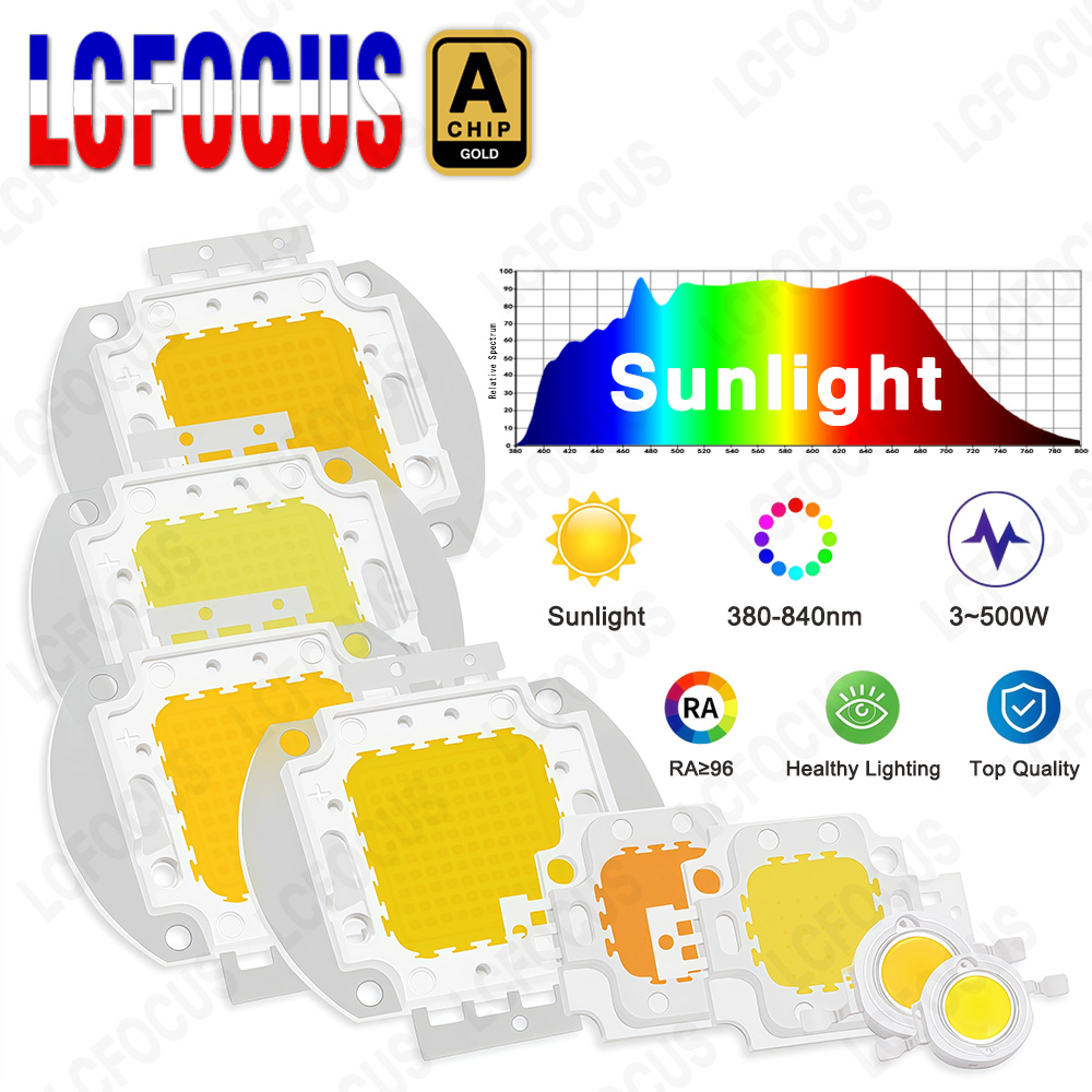 1 ワット 3 ワット 5 ワット 10 ワット 20 ワット 30 ワット 50 ワット 100 ワット成長 LED COB チップフルスペクトル太陽光 380-840nm 屋内植物野菜花水族館