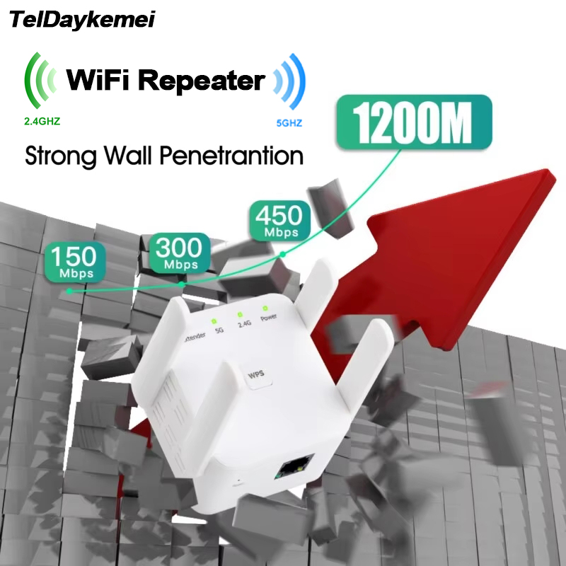 2.4G/5GHz AC1200 WiFi リピーター ブースター Wi-Fi 信号増幅器エクステンダー ルーター ネットワーク WLAN WiFi Repetidor