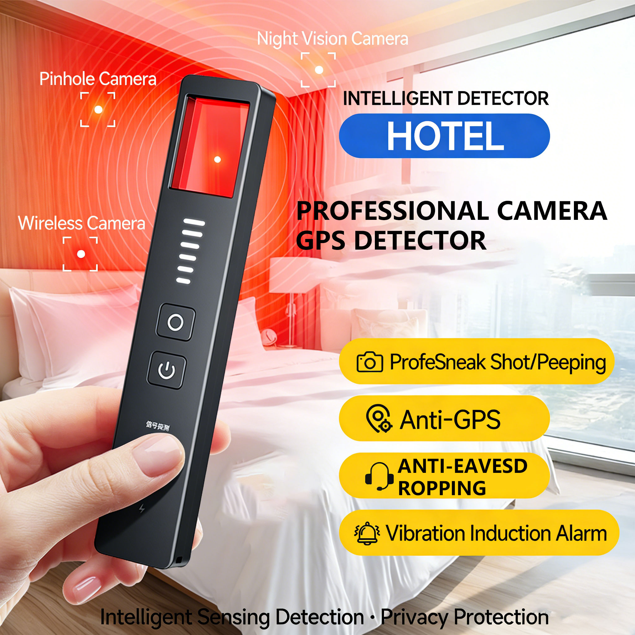 隠しカメラ検出器アンチスパイ車 GPS トラッカーリスニングデバイスバグ RF ワイヤレス全信号スキャナガジェットセキュリティ保護