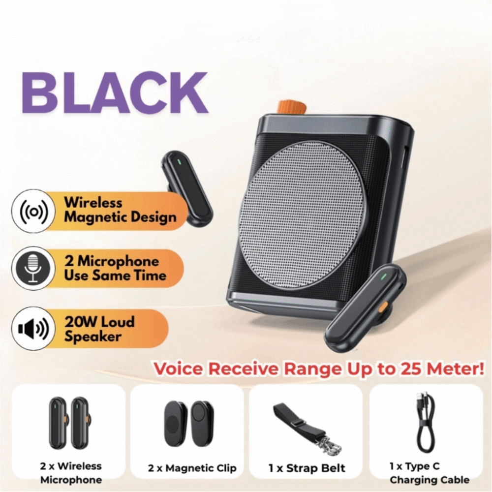 充電式音声アンプ教師用 2 マイク磁気ラベリアワイヤレスマイクポータブル Bluetooth スピーカー会議