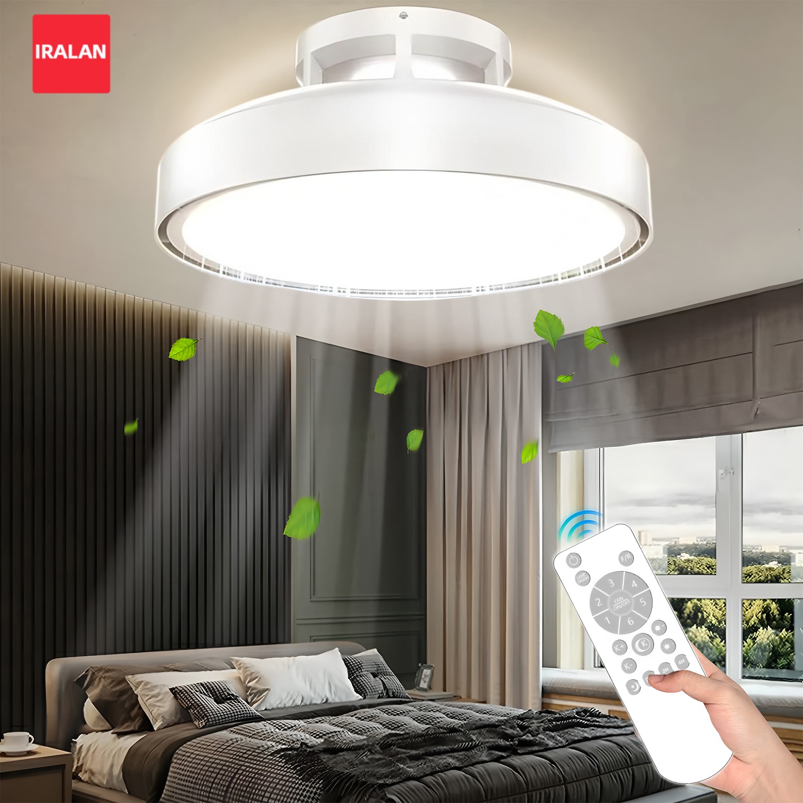 IRALAN ブレードレスシーリングランプ APP リモコン調光可能な LED シーリングファン ライト付き リビングルーム ベッドルーム 子供部屋用