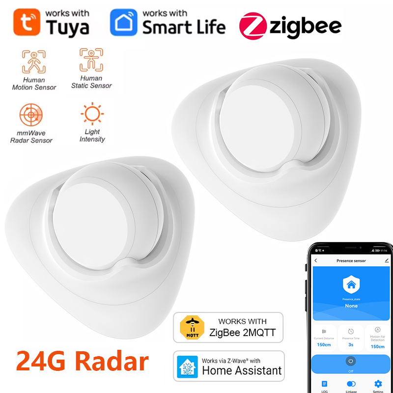 Tuya Zigbee 人存在検出器 24 グラムミリ波レーダー輝度/距離検出 PIR モーションセンサーサポート 2mqtt ホームアシスタント