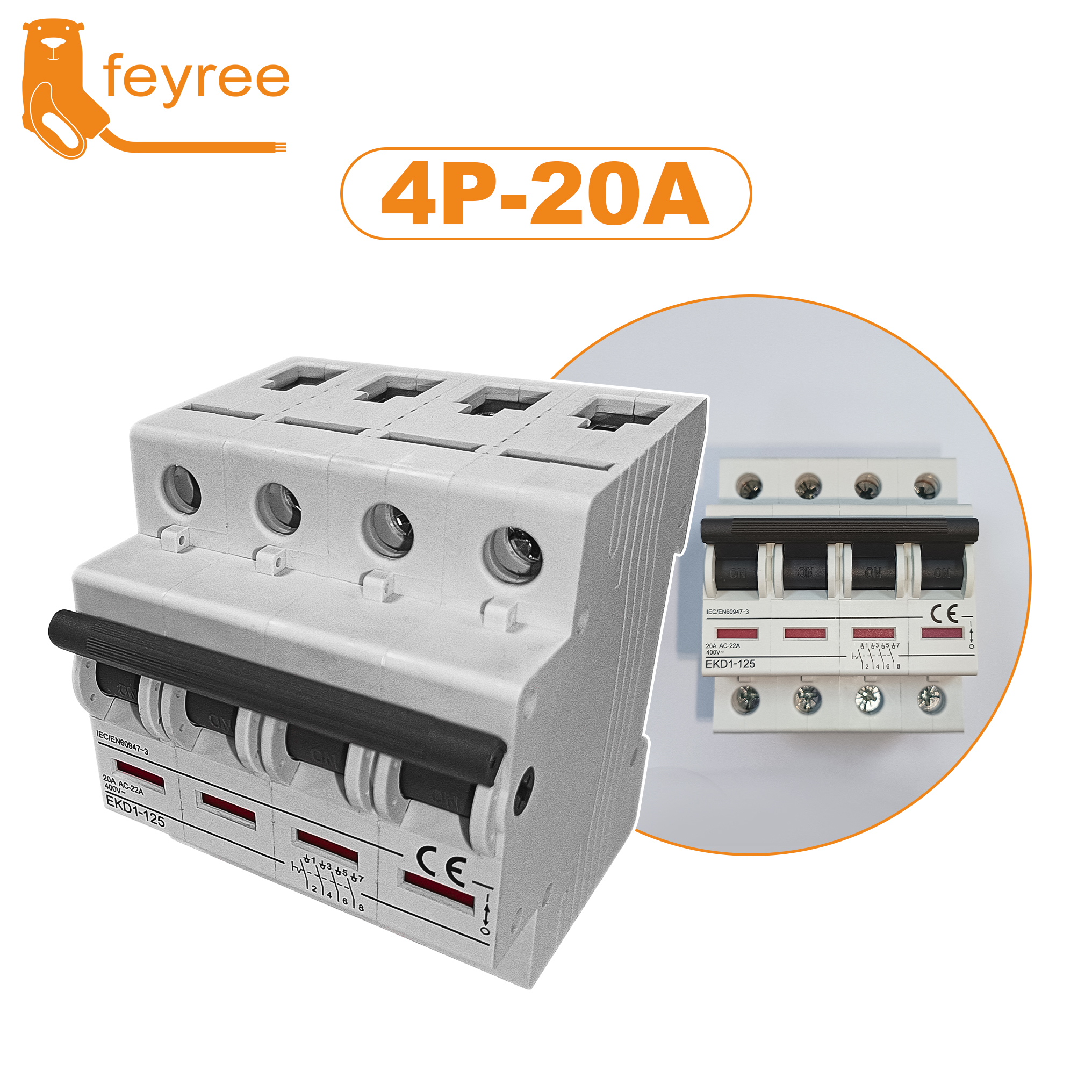 feyree 電源スイッチ 1P 2P 4P 20A 40A 50A 60A タイプ 2 タイプ 1 EV ウォールボックス EV 充電ステーションアイソレータスイッチ絶縁スイッチ
