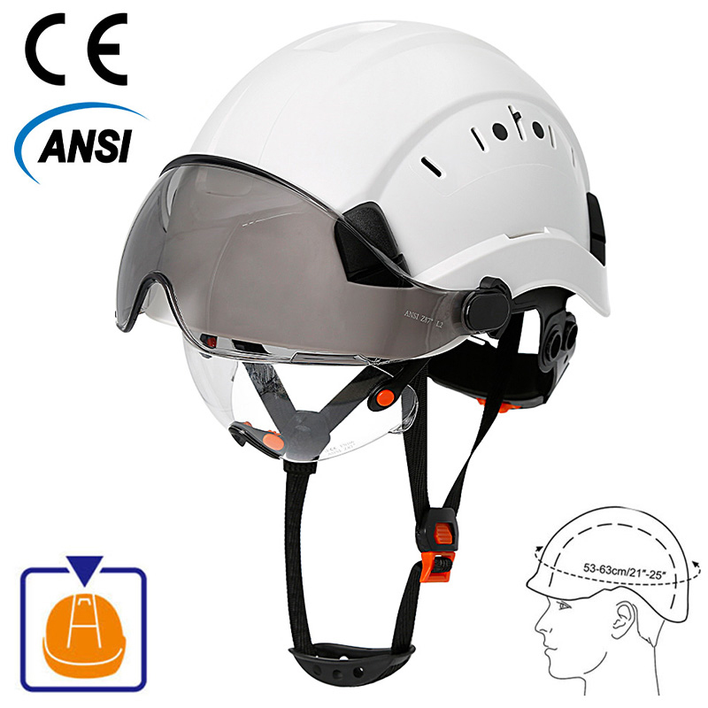 CE 建設安全ヘルメットバイザー内蔵ゴーグルエンジニア ABS ハード帽子 ANSI 工業用ワークキャップ頭部保護新