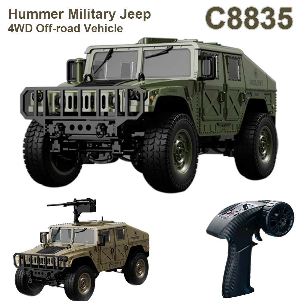 1:14 C8835 RC カー 2.4 グラムシミュレーション 4x4 全地形オフロードクライミング車両リモートコントロール軍用ジープおもちゃウインチ付き