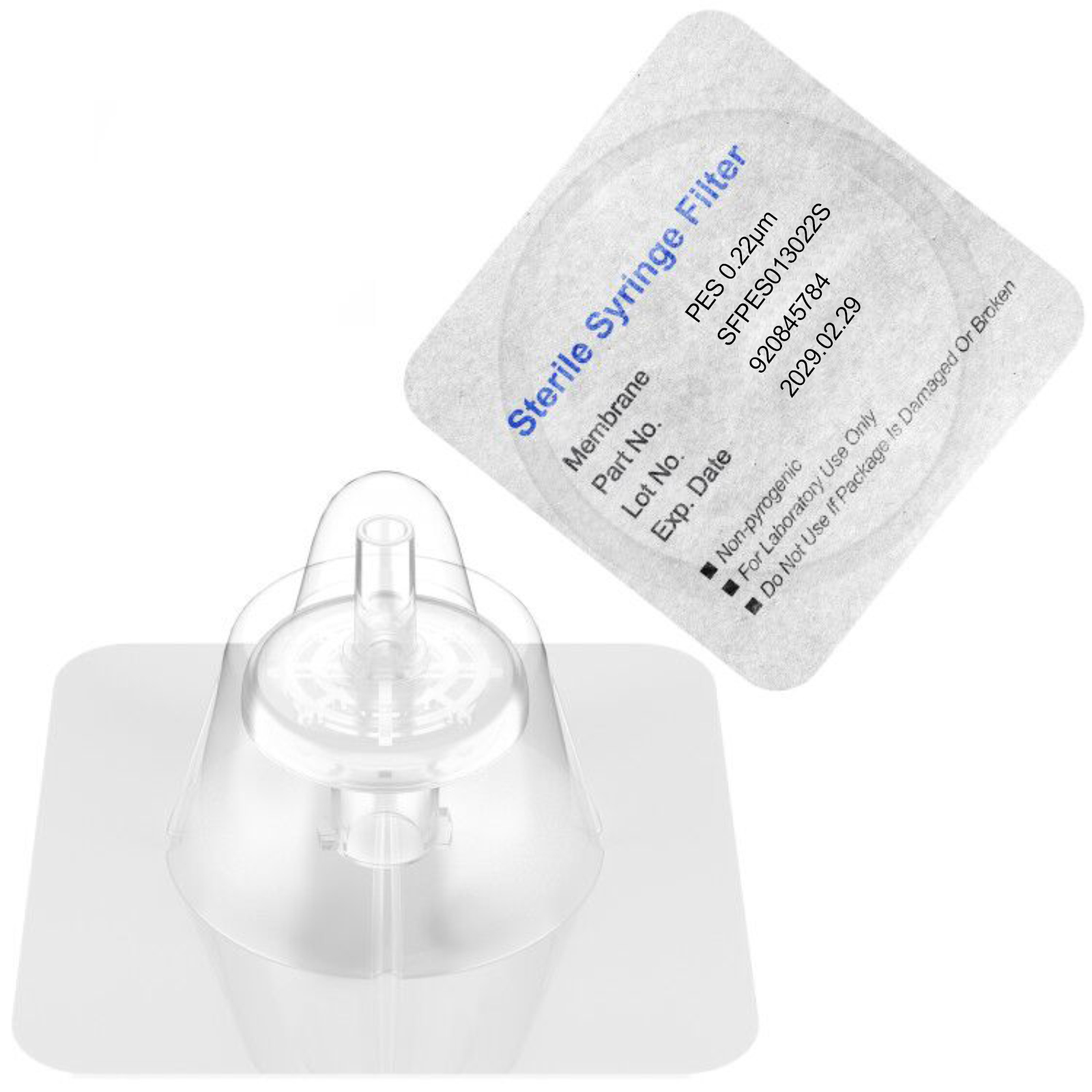 滅菌済みシリンジフィルター、PESメンブレン、孔径0.22μm、直径13mm、10/25/50/100個入り、Ks-Tek社製、個別包装