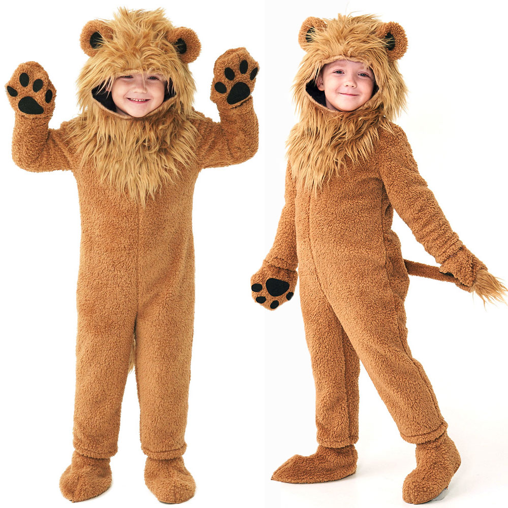 Umorden フリース毛皮のような男の子のライオンの衣装子供子供幼児 2-12Y コンプリートセット動物がテーマのパーティーコスプレハロウィン Purim