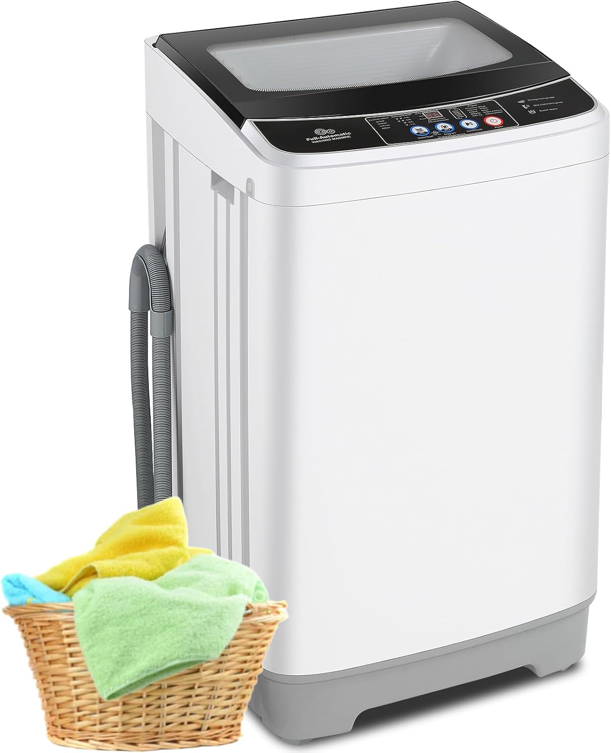 アパート、寮、自宅、RV用ポータブル洗濯機 - ガラス上蓋、17.8ポンド、2.4立方フィート、10プログラム、8水位