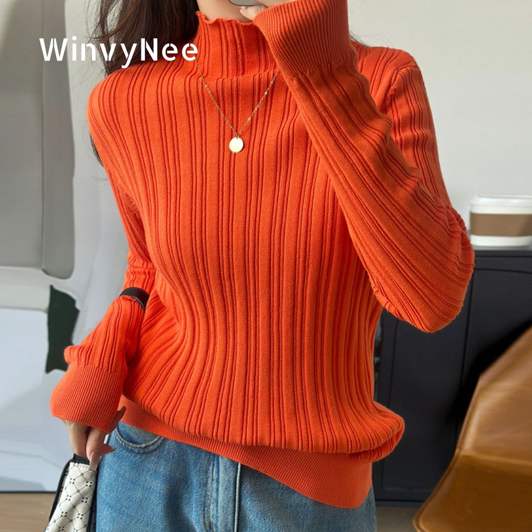 WinvyNee 婦人服 100% ピュアコットンリブスタンドカラースリムフィット高弾性オフィストップスウェアレディースストリート ZA1002011