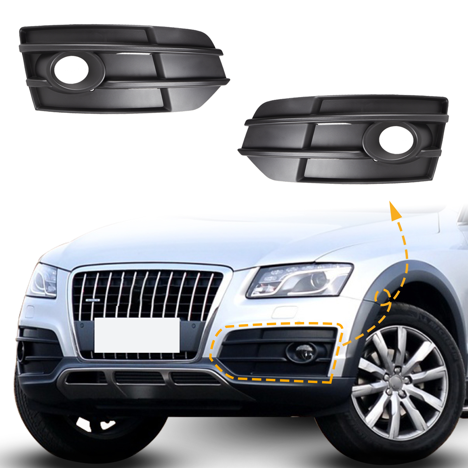フォグライトフレームランプトリムグリルカバーフロントバンパー下アウディ Q5 オフロード 2009-2016 8R0807681G 8R0807682G カーアクセサリー