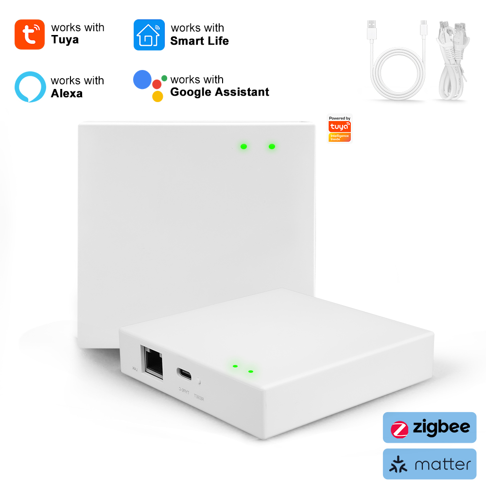Tuya Zigbee Matter 有線ゲートウェイ スマート ハブ 音声制御 スマート ライフ製品 オフライン シナリオ実行 インテリジェント ホーム システム