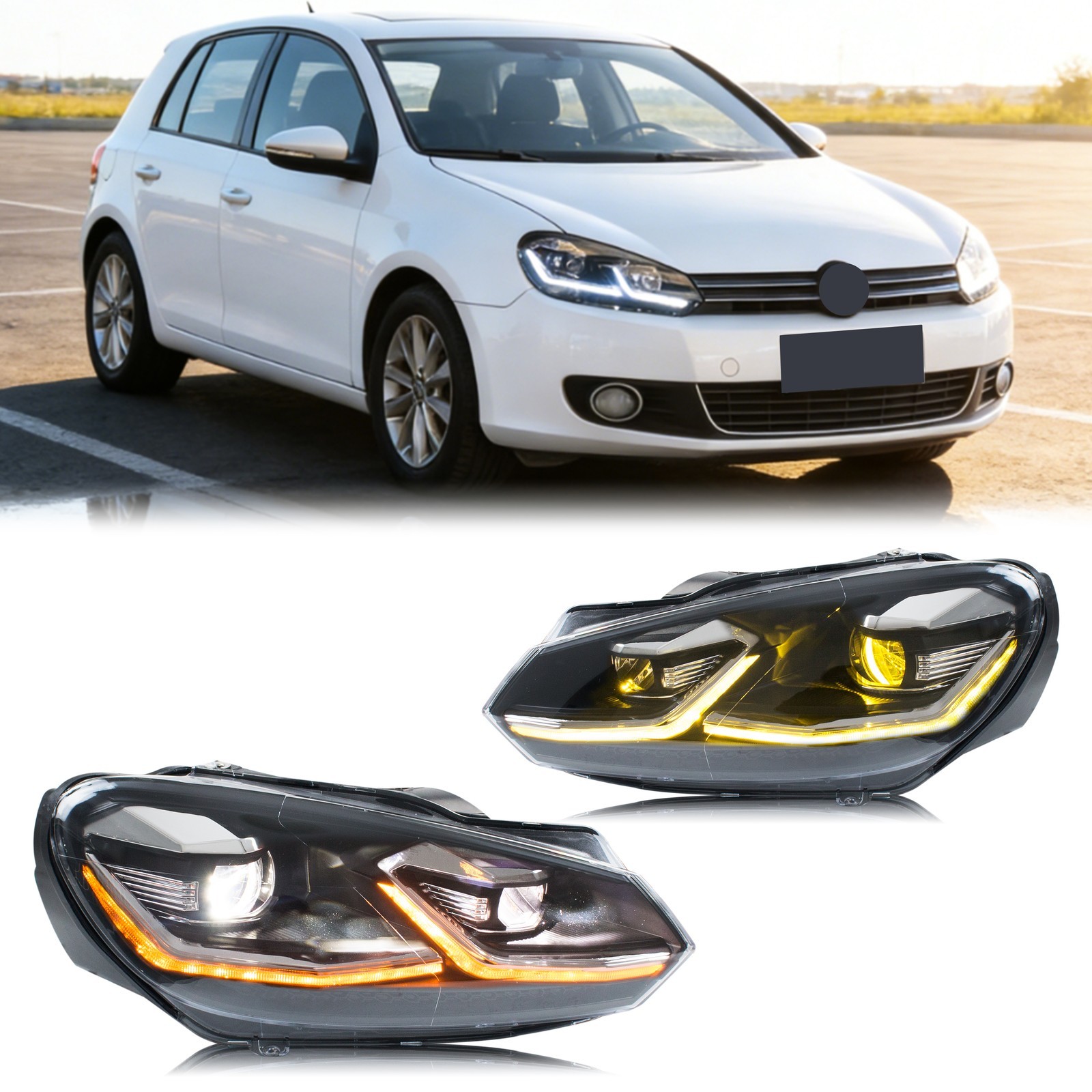 LED ヘッドライト フォルクスワーゲン VW ゴルフ 6 MK VI 2010-2014 TSI TDI シーケンシャル ターンシグナル DRL フロント ランプ アセンブリ [GTI には適合しません]