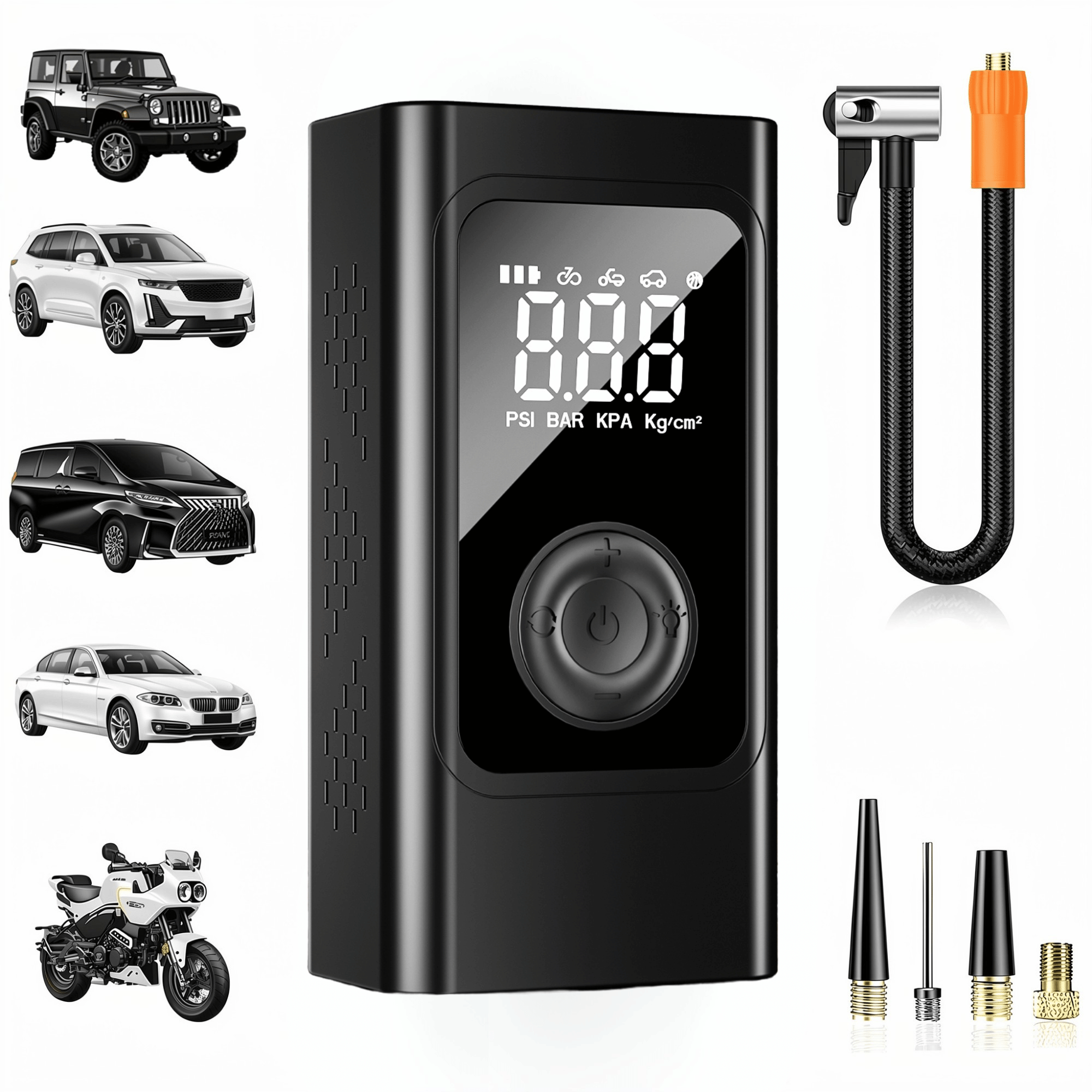 ポータブルエアコンプレッサー車のタイヤ用ワイヤレスタイヤインフレーター 150PSI スマート電動自動ポンプオートバイ自転車ボール