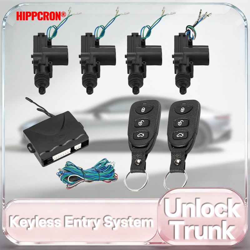 Hippcron 12V 車リモコンロックドアキーレスエントリーシステムロックキット 4 ドアロックアクチュエーター Universal2 リモコン付き