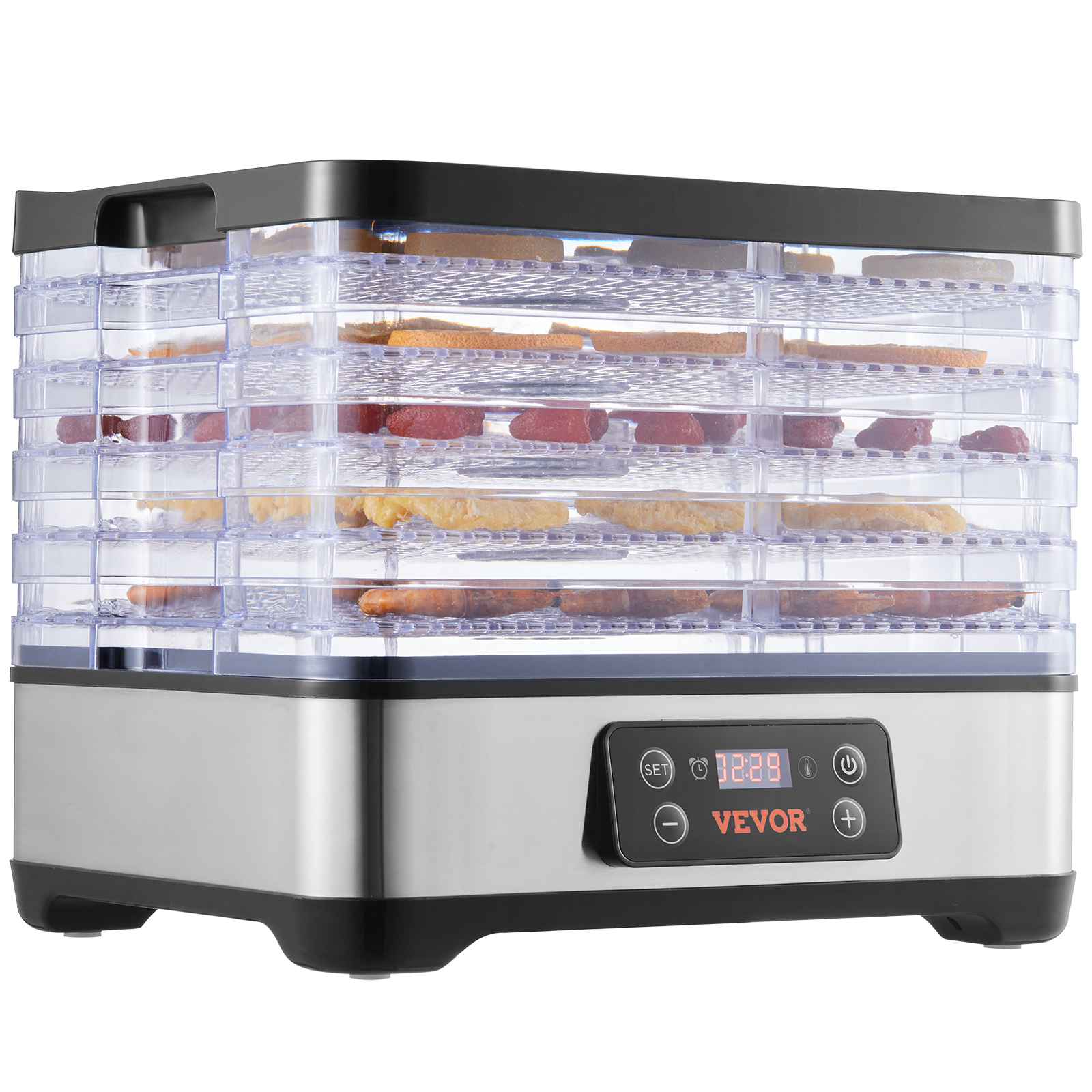 SucceBuy 5 トレイ食品乾燥機 300 ワットステンレス鋼電気食品乾燥機、デジタル調節可能なタイマー付き