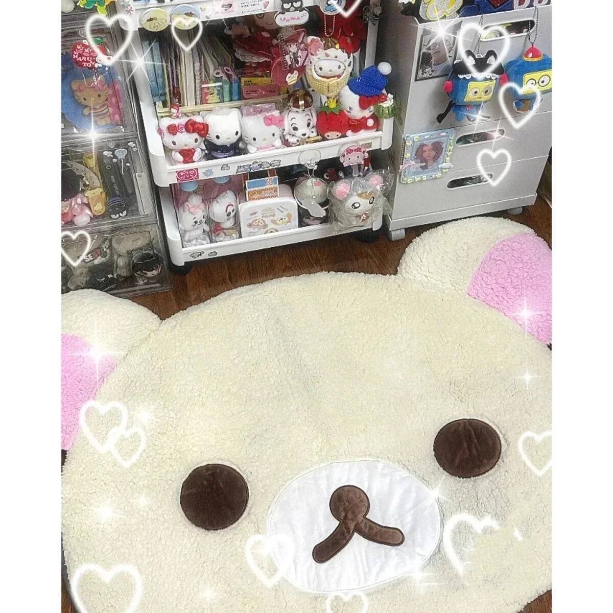 漫画リラックマぬいぐるみカーペットクナクマかわいい韓国フロアマット寝室ソフトぬいぐるみフロアマットホームベッドルームベッドサイドカーペット