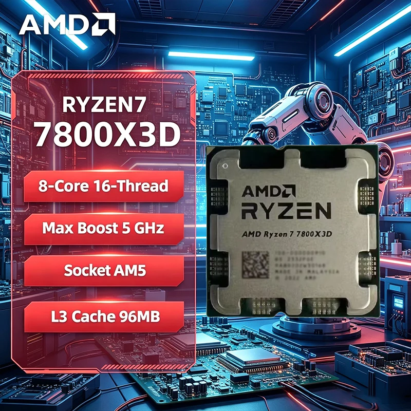 AMD Ryzen 7 7800X3D CPU 5.0 GHz 8 コア 16 スレッド 5nm 96MB L2 プラス L3 キャッシュ ソケット AM5 トレイ パック クーラーは含まれません
