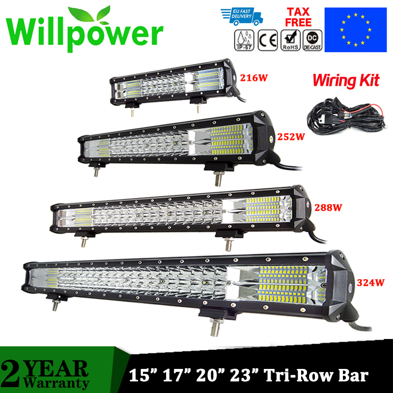 Willpower 15 "17" 20" 23" LED ライトバー オフロード Led バー 3 列コンボビーム Led ワークライトバー トラック SUV ATV 4x4 4WD 12V 24V