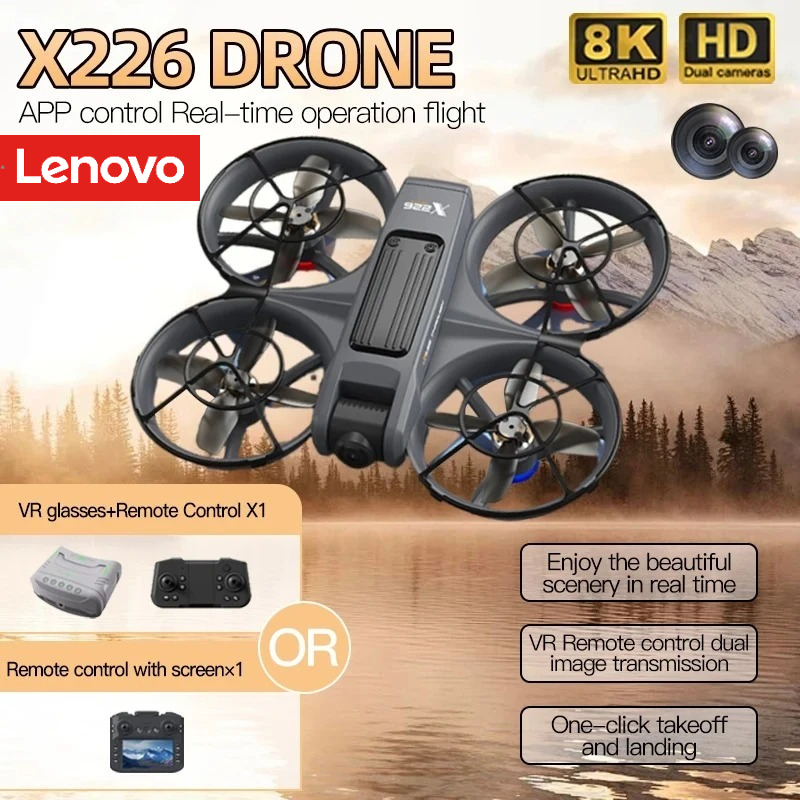 レノボ X226/X226VR ドローン 8K HD デュアルカメラブラシレスモーターリモコンヘリコプター航空機 Quadcopter Dron ギフト子供のおもちゃ