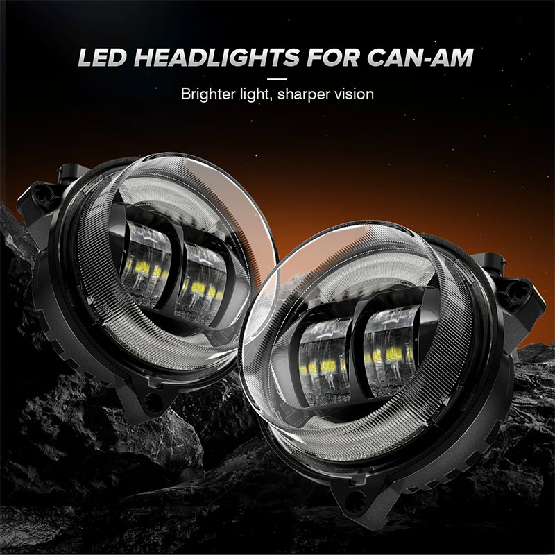 LED ロービームフロントヘッドライトデイタイムランニングライトホワイトハロー Can-Am アウトランダー 500 650 800 850 1000 MAX STD XT XMR XT-P LTD用