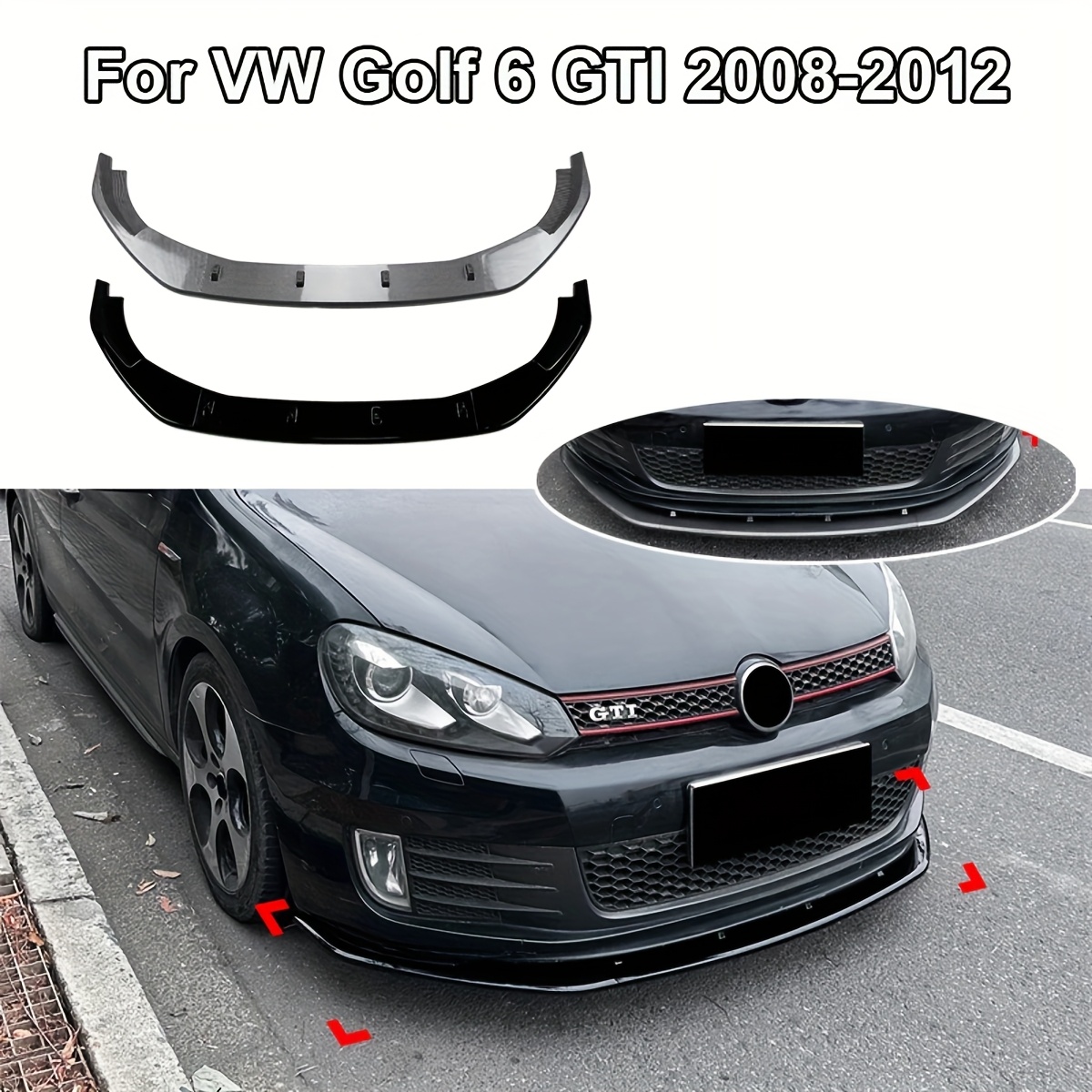 車のフロントバンパー下部スポイラーリップスプリッター VW ゴルフ 6 MK6 GTI 2008-2012 フロントバンパースポイラーガードプロテクター